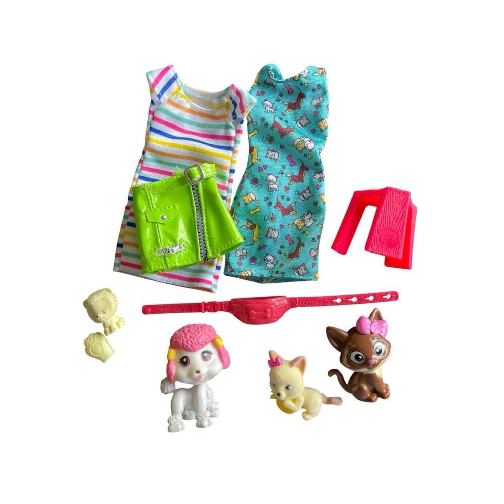 Barbie My Pet Pals White Poodle Pet Vet Brown Cat Accessories Lot